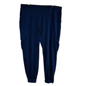 Lisa Rinna Collection Womans Sz 1X Pants Pull On Ponte Blue Jogger Cargo Comfort
